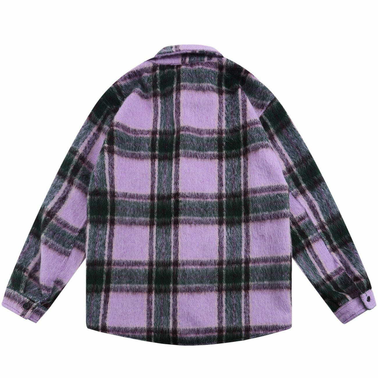 Plaid Letter Embroidery Long-Sleeve Shirt - Y2K Fashion, Coquette Aesthetic, Cute Tops