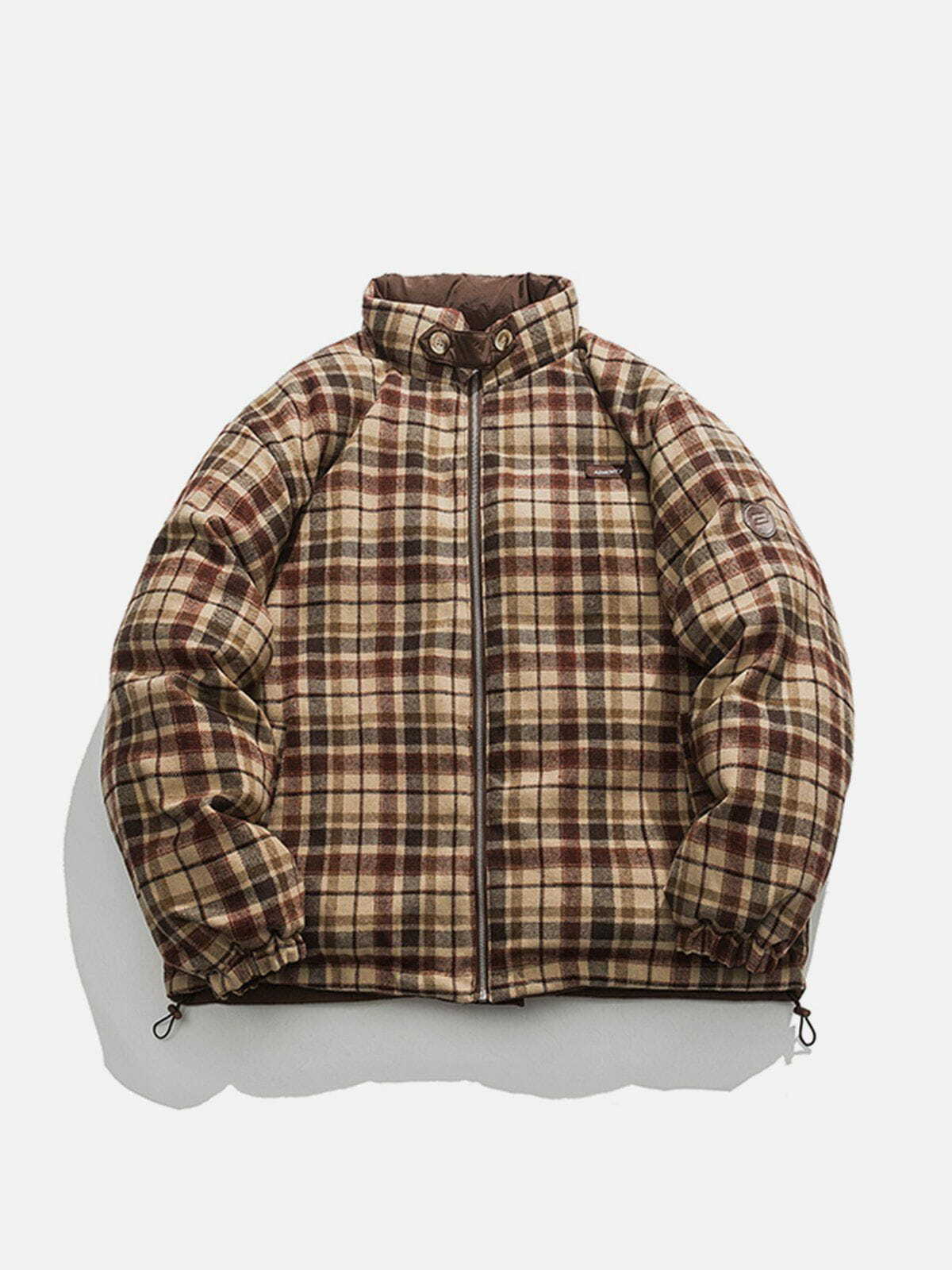 Plaid Reversible Winter Coat - Y2K Aesthetic Outerwear for Cozy Grunge and Preppy Styles