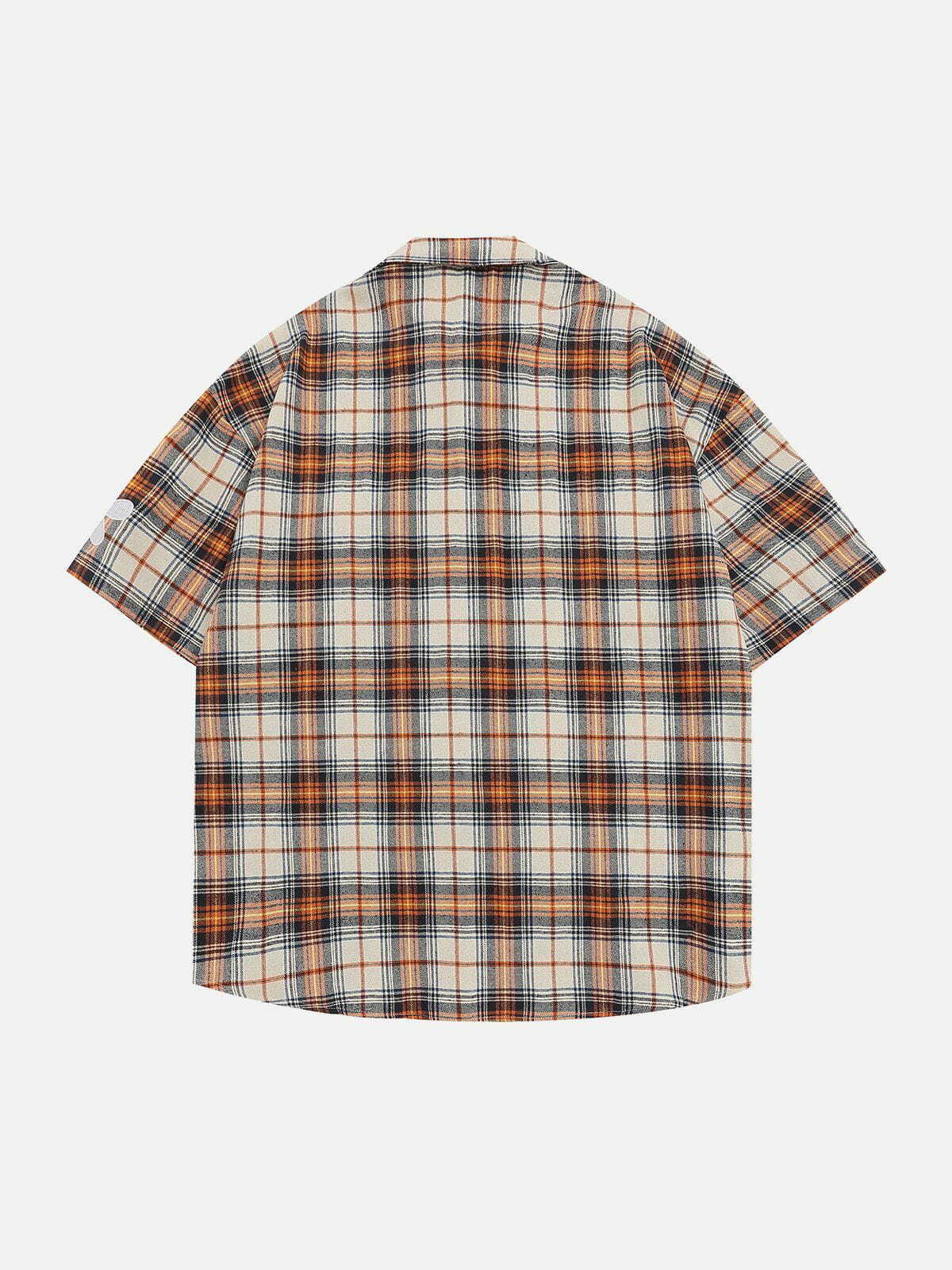 Plaid Short Sleeve Shirt - Y2K Fashion Essential for Coquette & Grunge Aesthetic Outfits