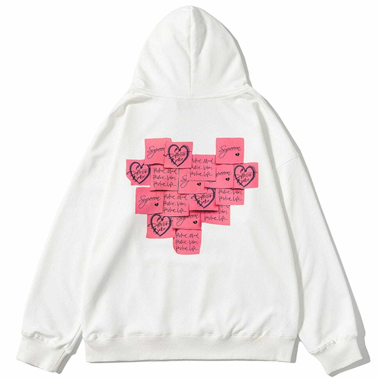 Post-it Note Print Y2K Hoodie - Cute Comfy Top for Coquette & Grunge Aesthetic Lovers