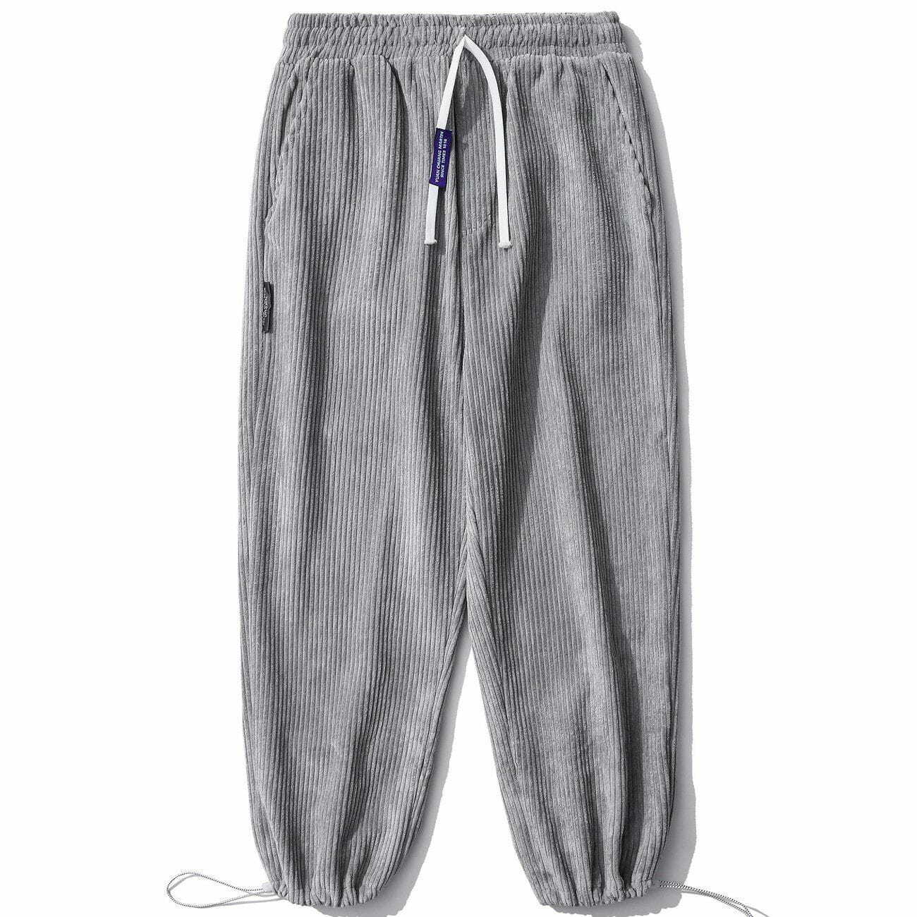 Pure Color Corduroy Sweatpants - Y2K Aesthetic Comfy Bottoms for Grunge & Coquette Styles