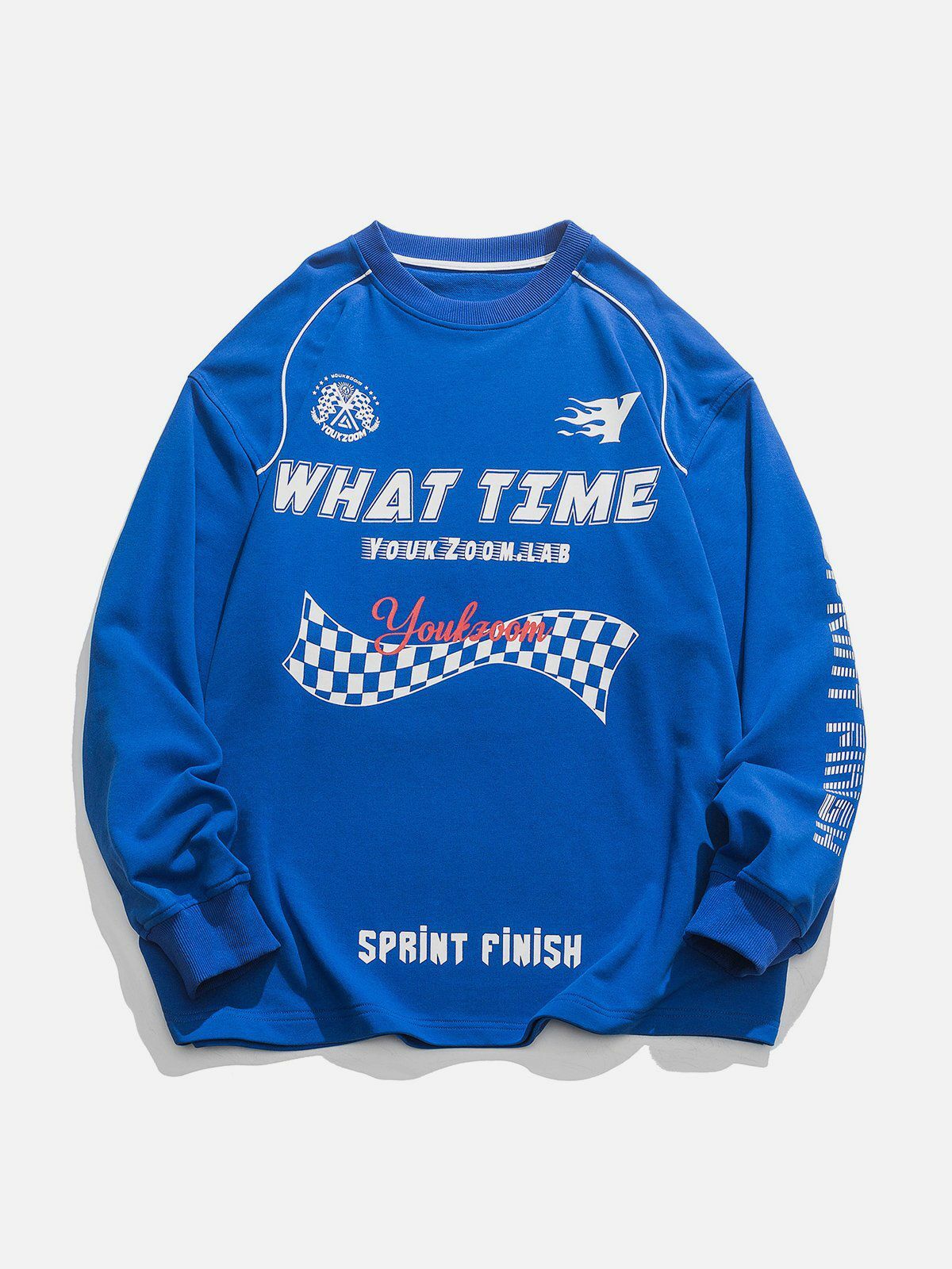 Racing Elements Print Sweatshirt - Y2K Aesthetic, Grunge Style, Comfy Hoodie for Trendy Looks