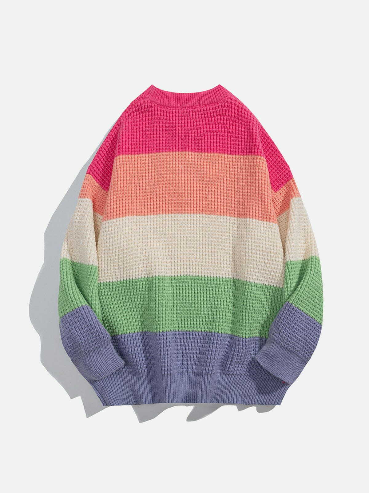 Rainbow Stripes Sweater - Y2K Fashion Cozy Top for Cute Aesthetic Outfits & Grunge Style