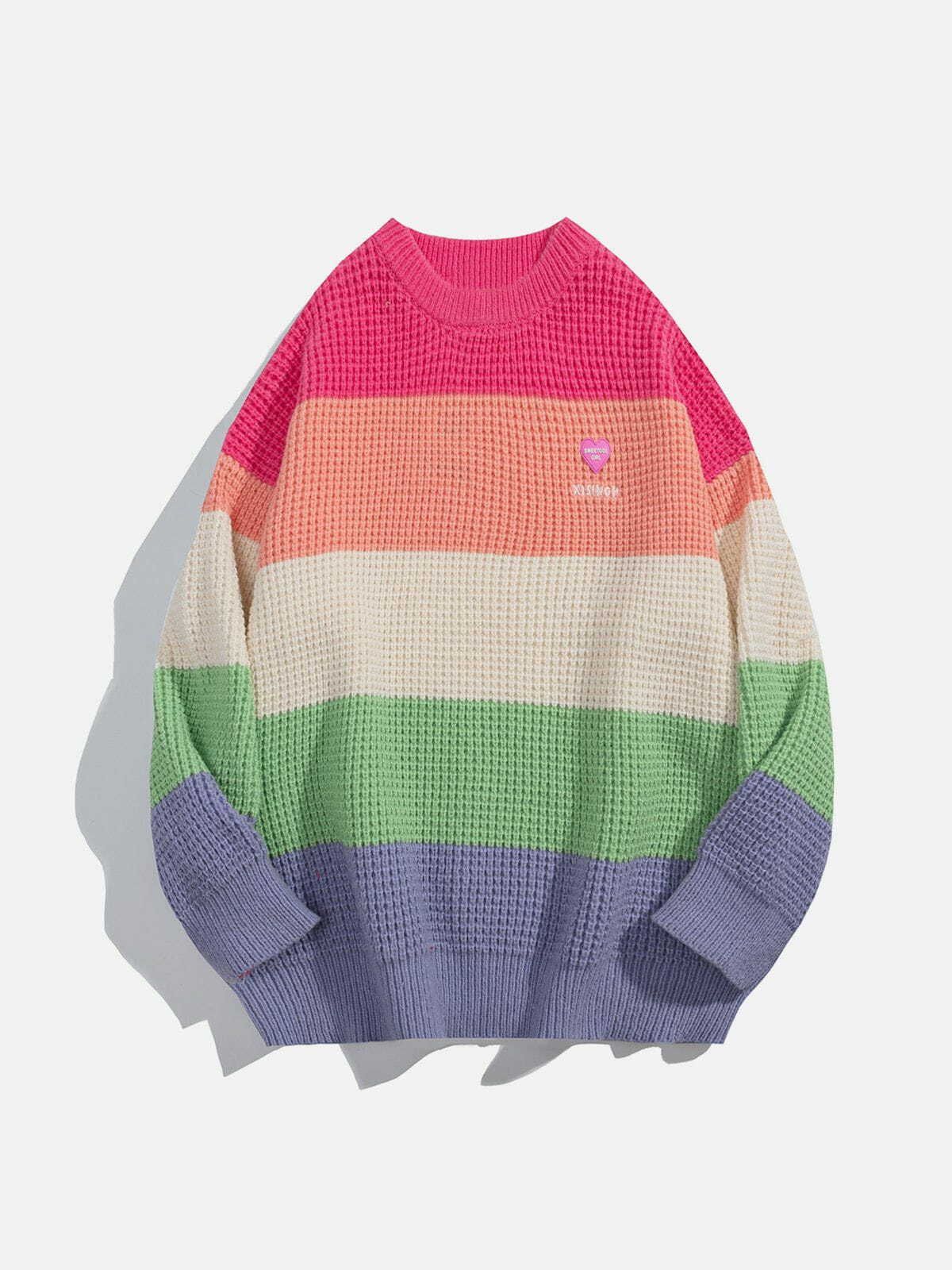 Rainbow Stripes Sweater - Y2K Fashion Cozy Top for Cute Aesthetic Outfits & Grunge Style