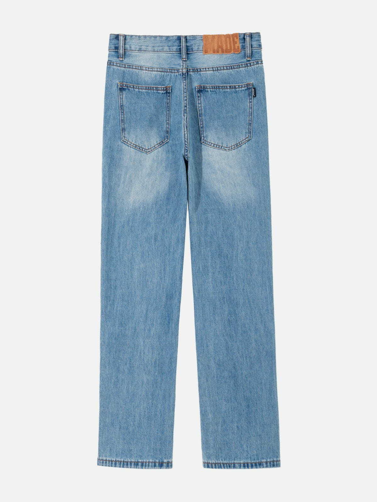 Raw Edge Patch Embroidery Jeans - Y2K Fashion Meets Grunge Aesthetic for Unique Style