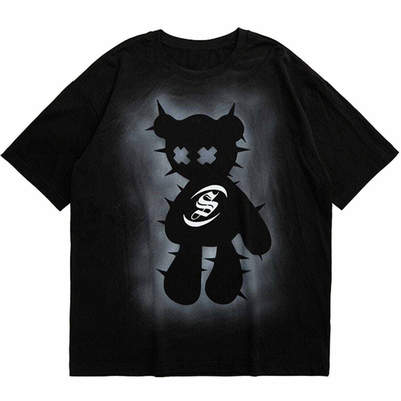 Reflective Bear Graphic Tee - Y2K Aesthetic Cute Top for Coquette & Grunge Styles