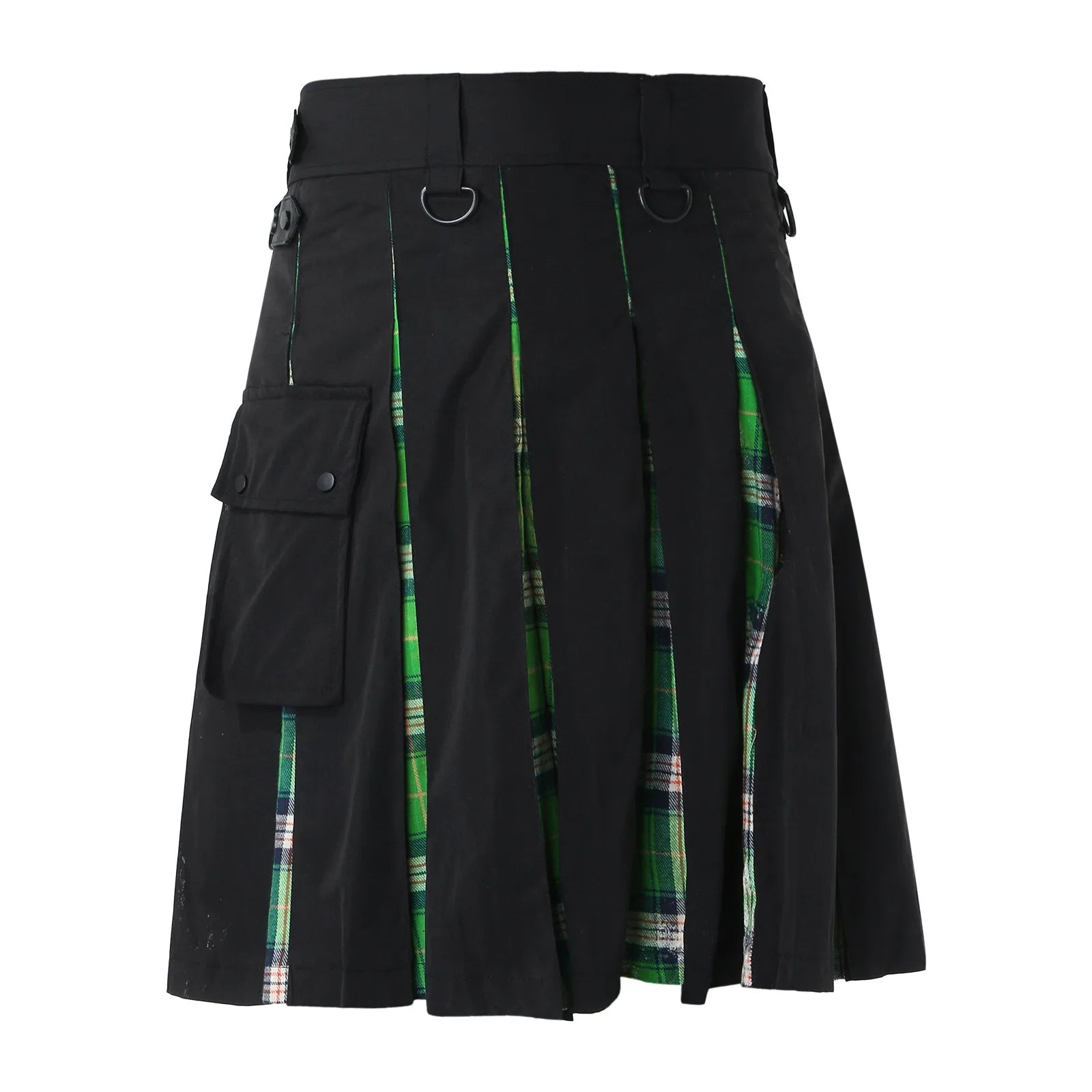 Retro Scottish Kilt Skirt - Casual Pleated Design with Pockets, Vintage Check Pattern