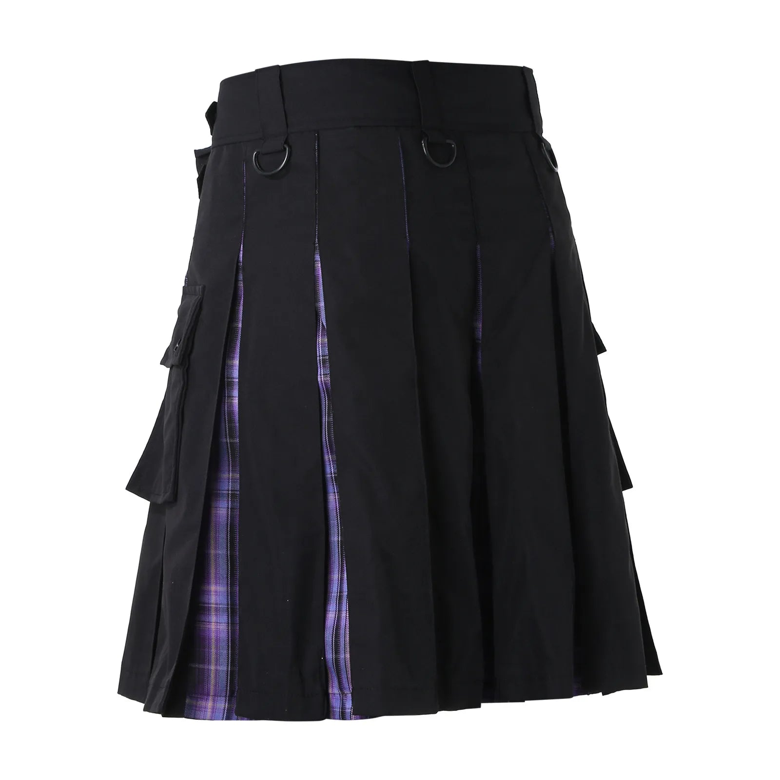 Retro Scottish Kilt Skirt - Casual Pleated Design with Pockets, Vintage Check Pattern