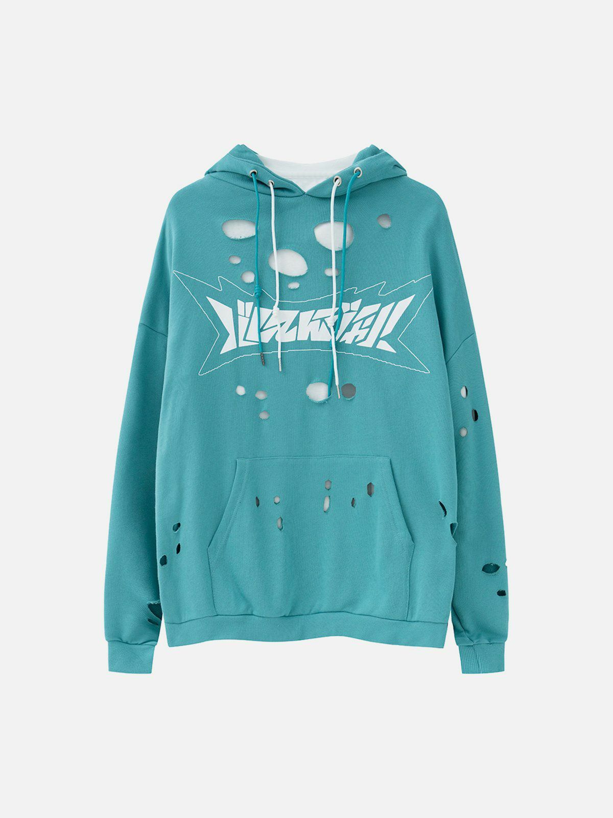 Ripped Alphabet Y2K Hoodie Set - Cute Grunge Aesthetic Outfit for Trendy Looks