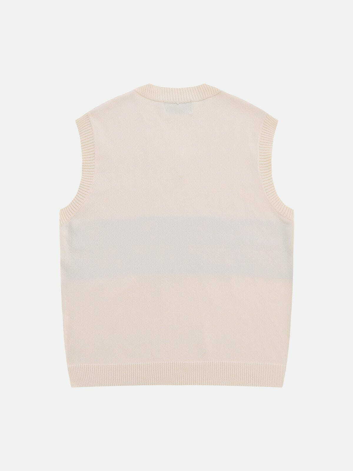 Rose Pattern Y2K Sweater Vest - Cute Aesthetic Layering for Coquette & Grunge Styles