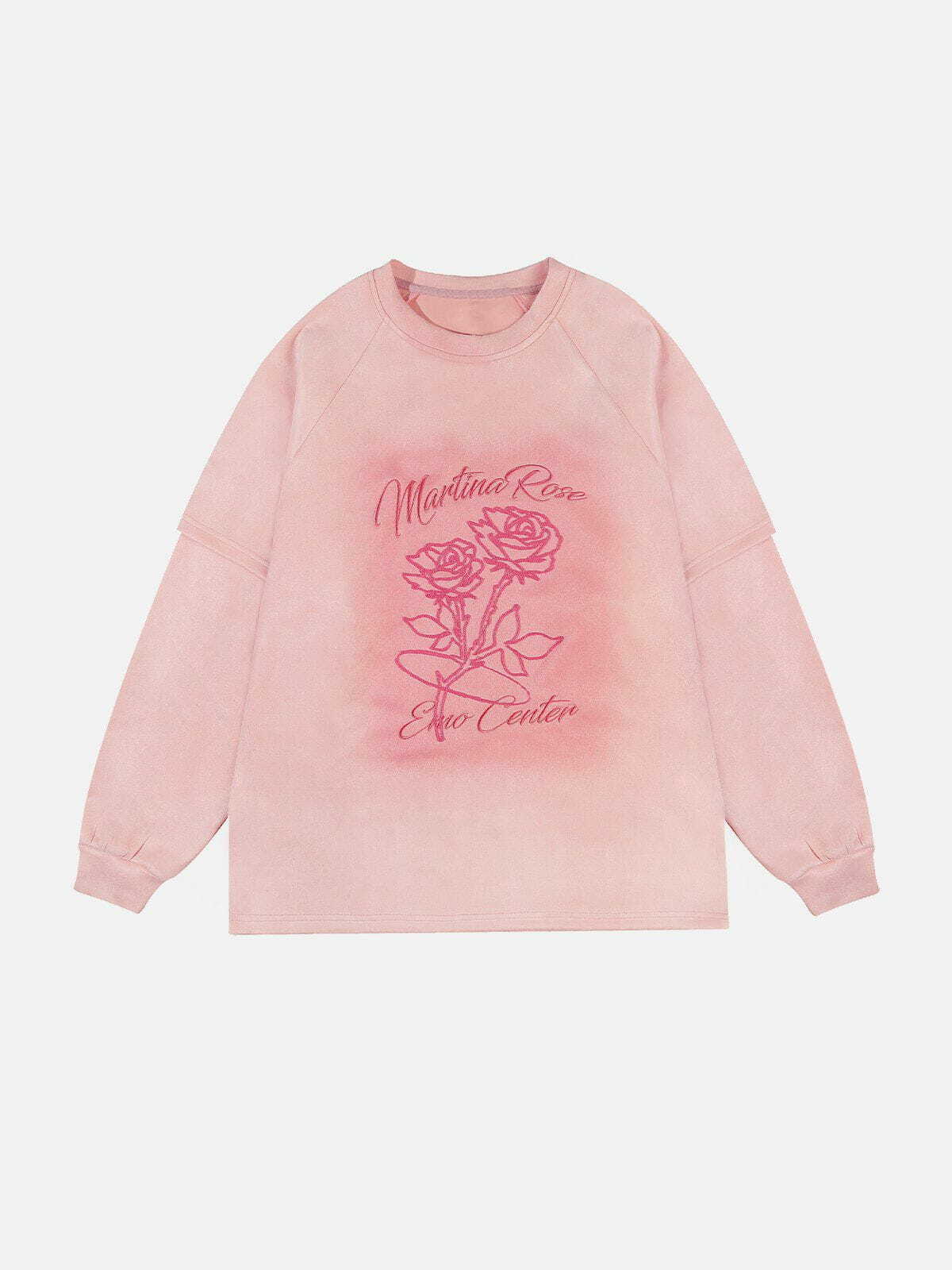 Rose Print Suede Y2K Hoodie - Cute Pastel Goth Aesthetic for Cozy Fall Vibes