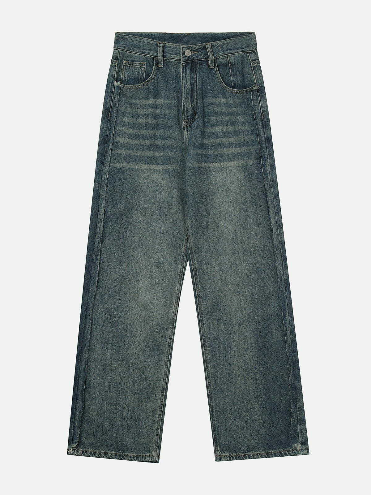 Rugged Edge Washed Y2K Jeans for Grunge Aesthetic & Coquette Style Outfits