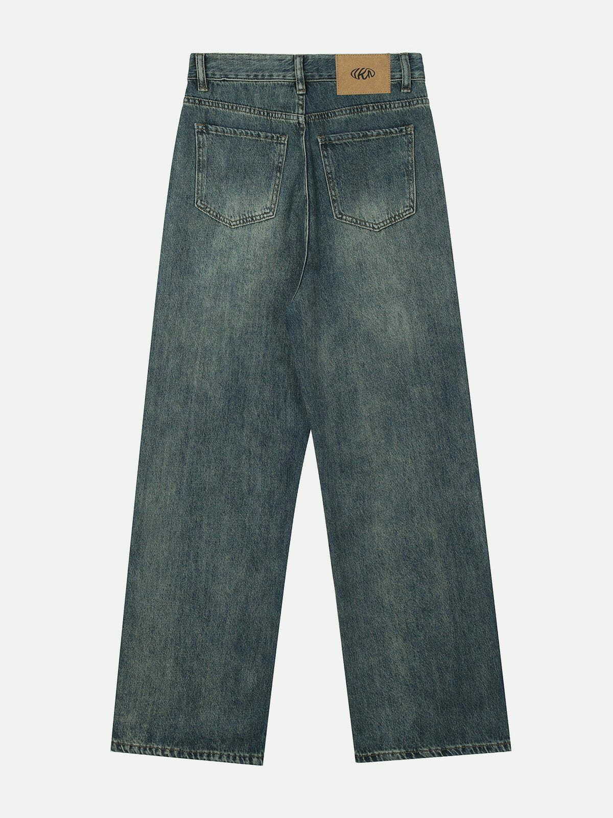 Rugged Edge Washed Y2K Jeans for Grunge Aesthetic & Coquette Style Outfits