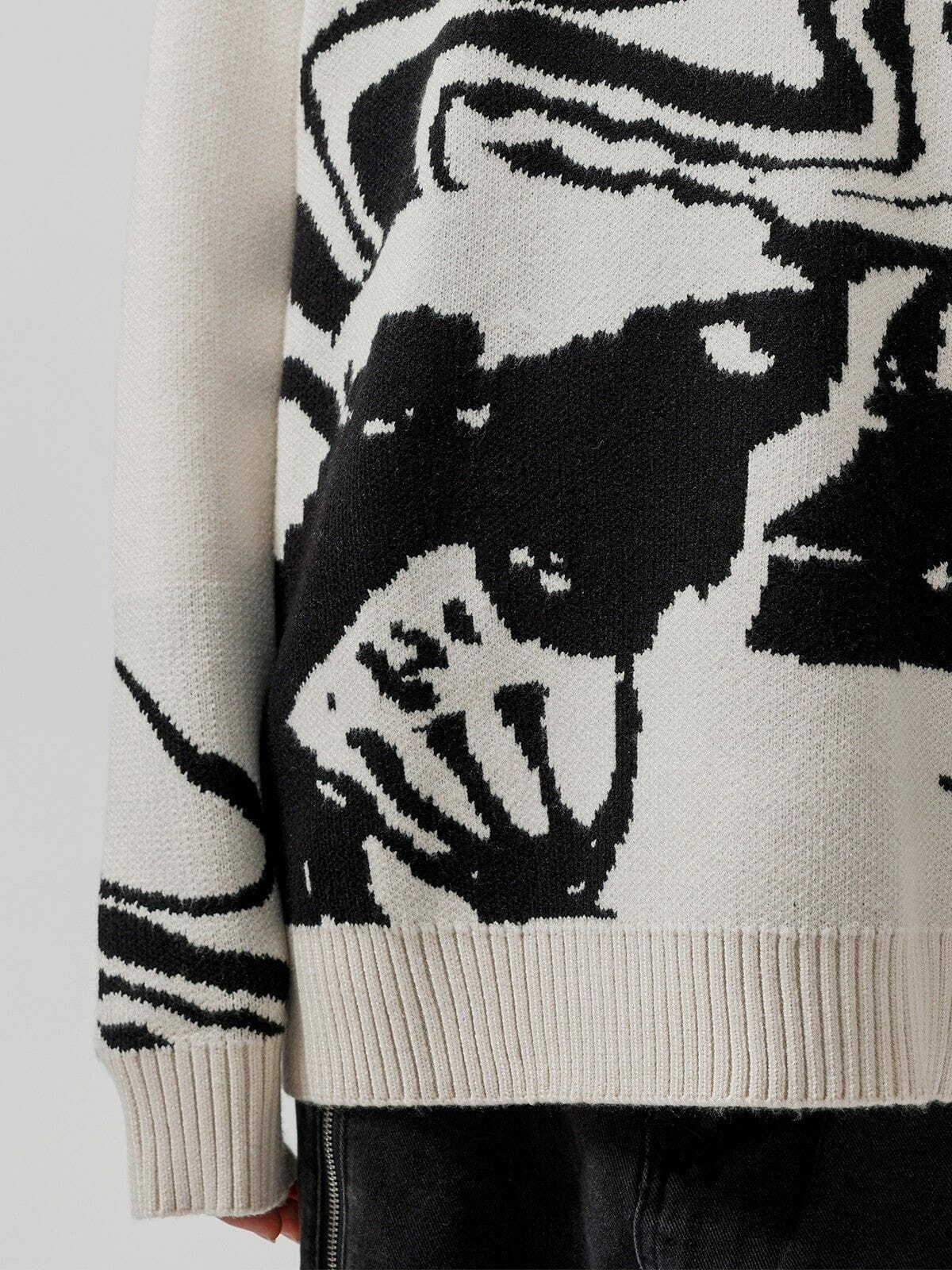 Skeleton Portrait Sweater - Y2K Aesthetic Grunge Style for Cozy Fall Vibes