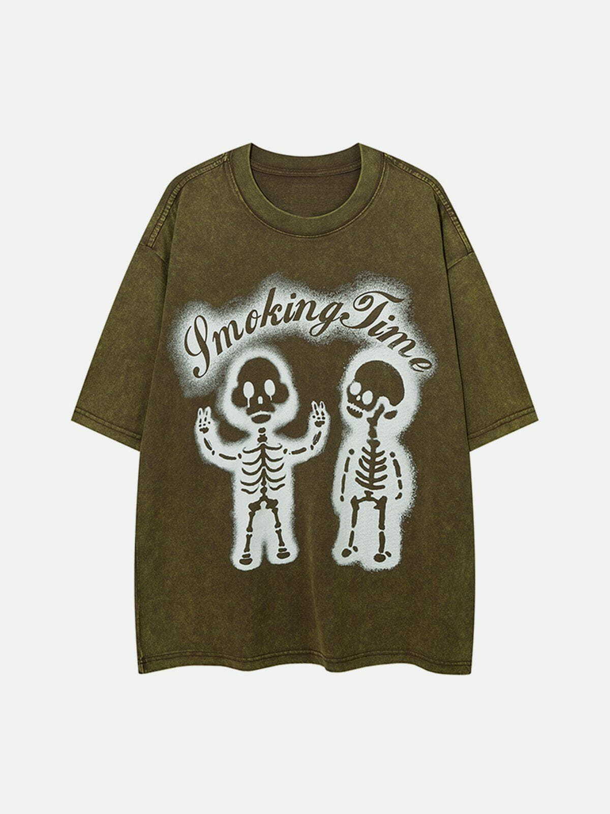 Skeleton Print Tee - Y2K Aesthetic Grunge Style Top for Cute Outfits & Comfy Vibes