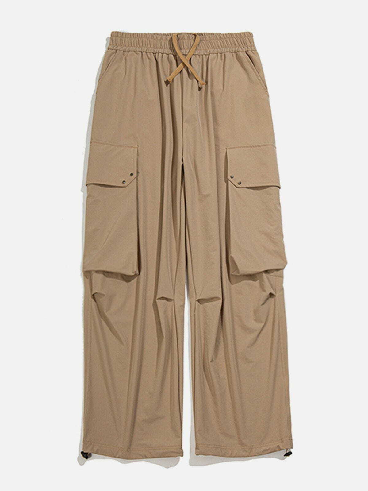 Solid Color Cargo Pants with Side Pockets - Y2K Fashion, Grunge Aesthetic, Comfy Style