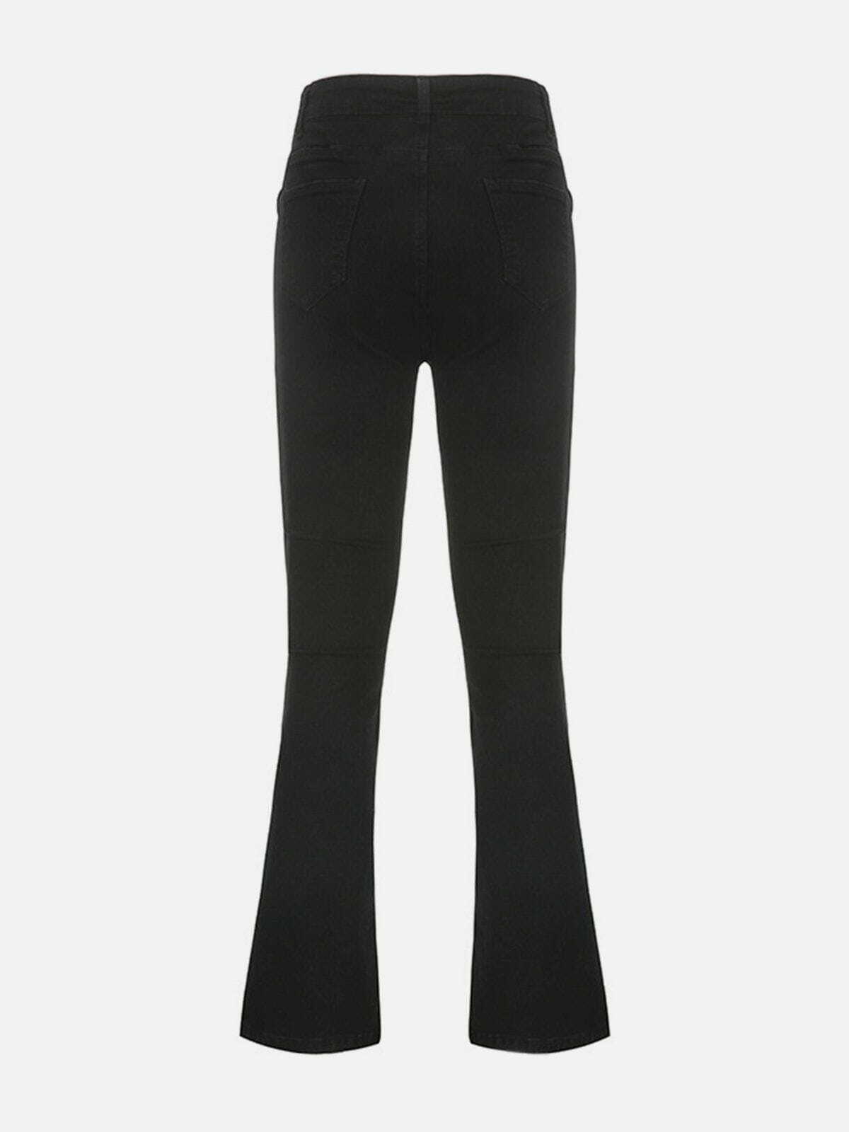 Solid Color High Rise Flared Leg Jeans - Y2K Style, Grunge Aesthetic, Comfy & Chic