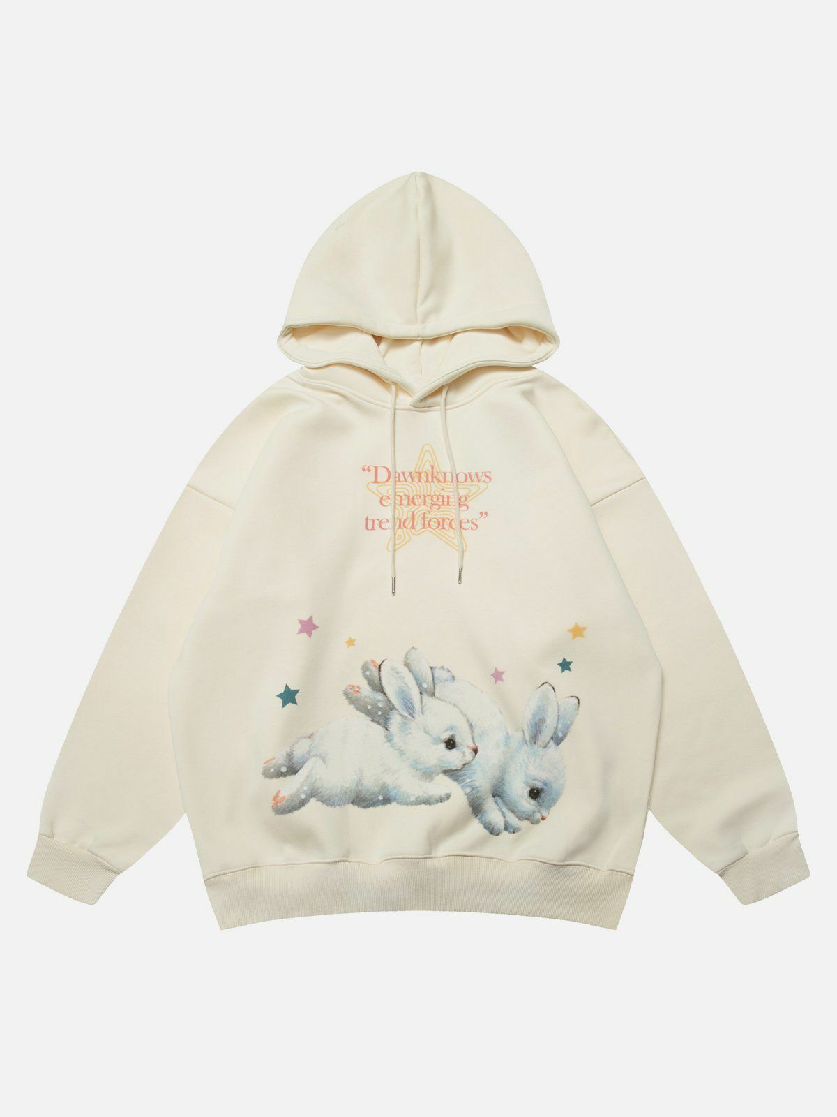 Star Bunny Print Y2K Hoodie - Cute Pastel Goth Aesthetic for Cozy Grunge Style