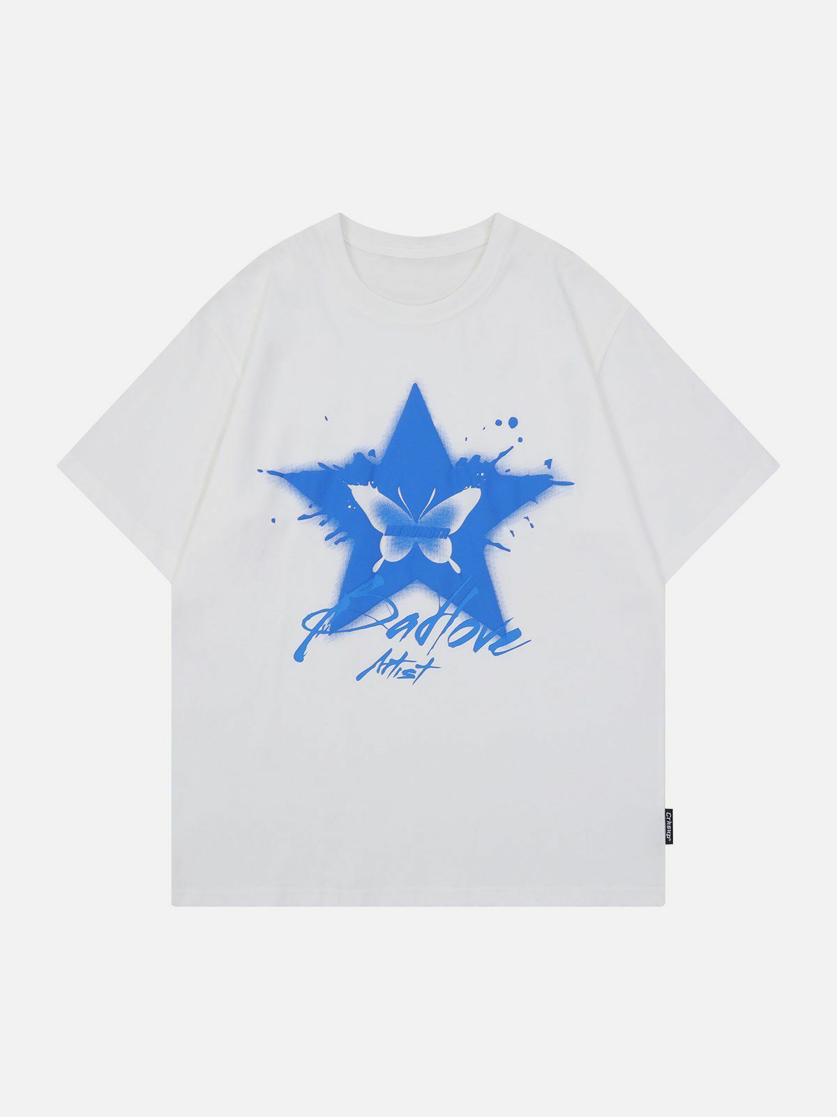 Star Butterfly Print Tee - Y2K Aesthetic Cute Top for Coquette & Grunge Styles