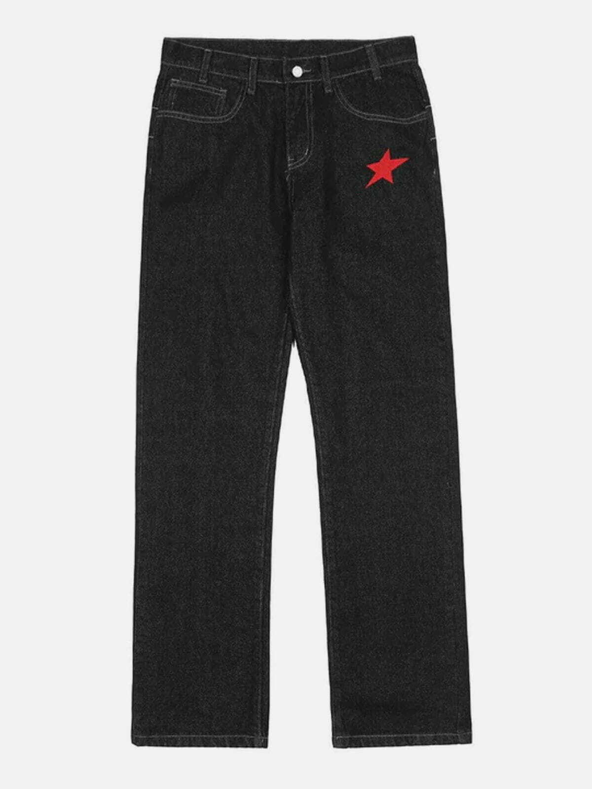 Star Embroidery Jeans - Y2K Fashion, Grunge Aesthetic, Cute Tops & Comfy Style