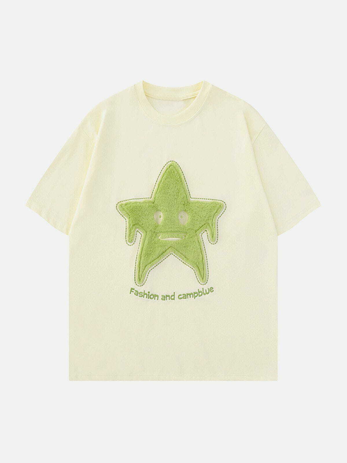 Star Embroidery Tee - Y2K Fashion Cute Top for Coquette Aesthetic & Grunge Style