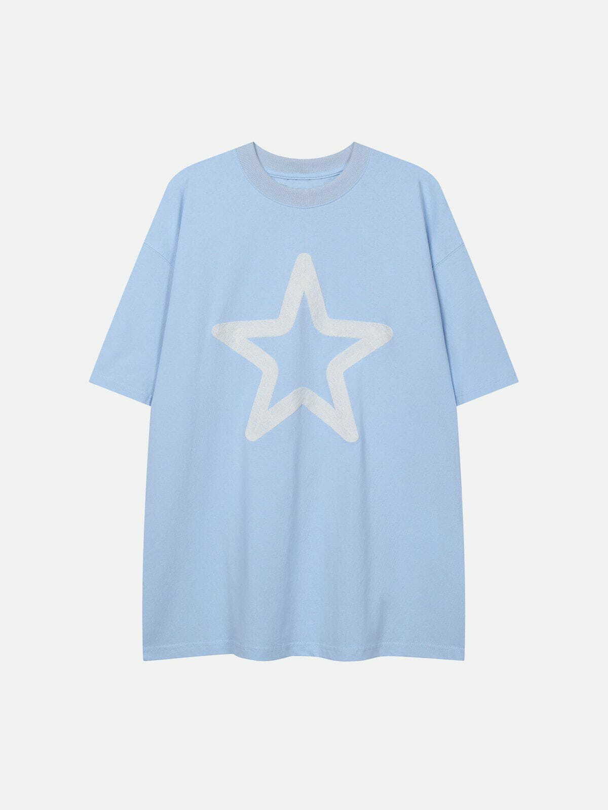 Star Embroidery Y2K Fashion Cotton Tee - Cute Aesthetic Top for Grunge & Coquette Styles