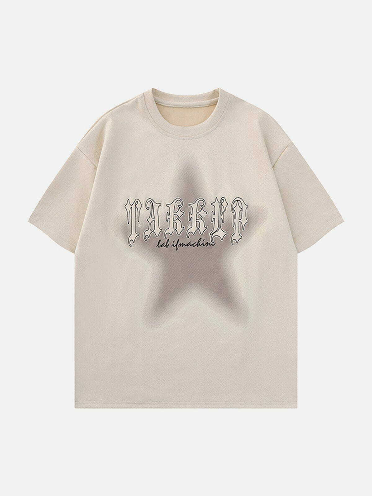 Star Gradient Letter Print Tee - Y2K Aesthetic Top for Cute Outfits & Comfy Style