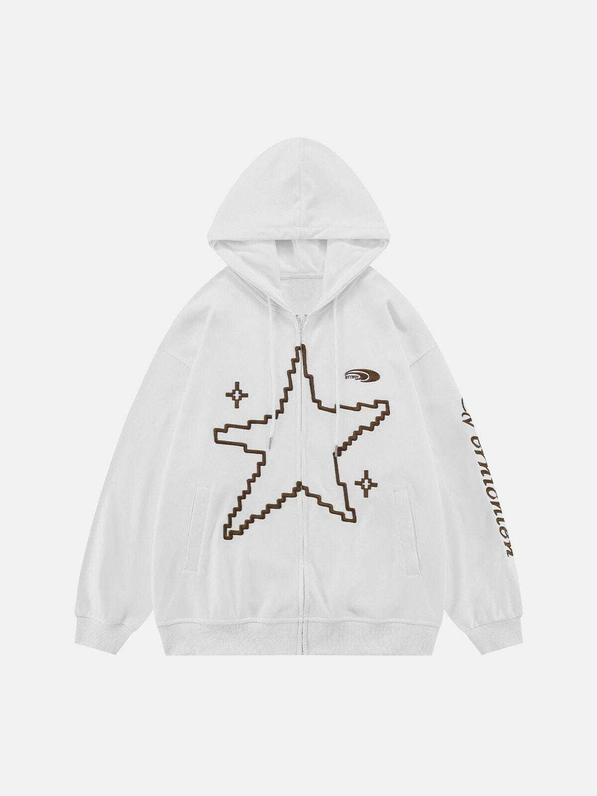 Star Graphic Hoodie - Y2K Aesthetic Comfy Top for Grunge, Coquette, and Cute Styles