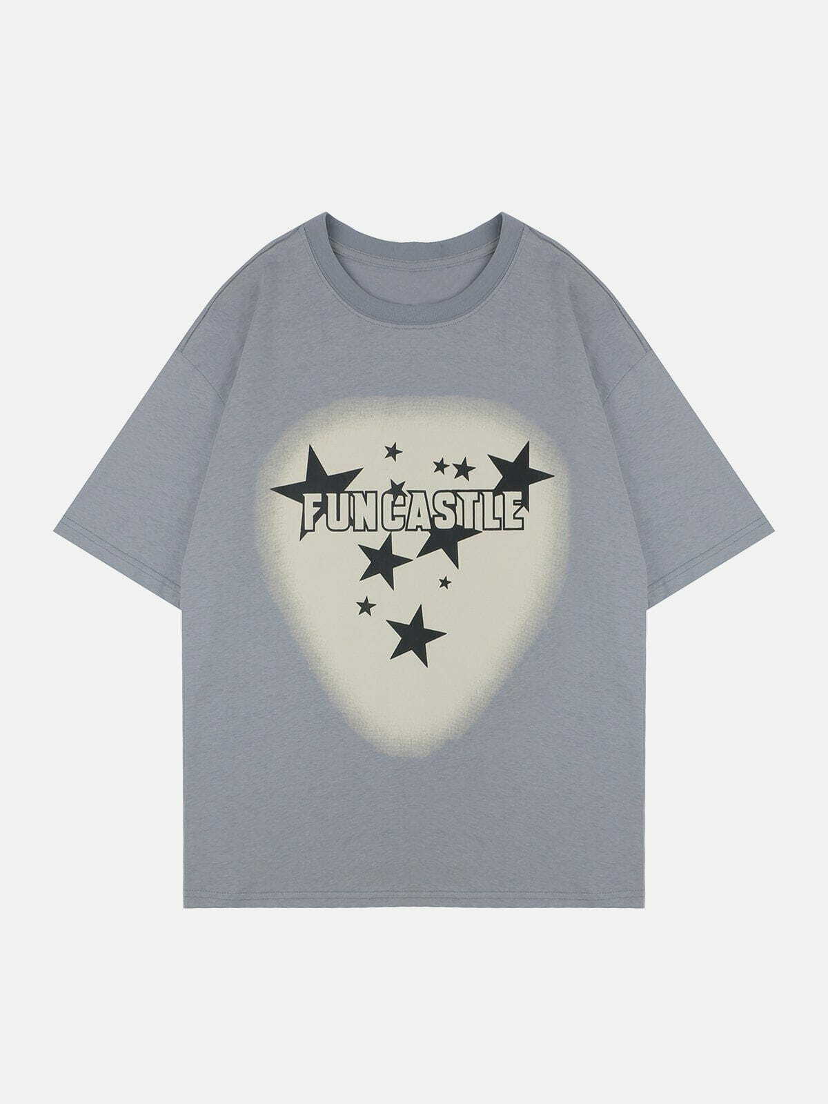 Star Print Tee - Y2K Aesthetic Top for Grunge Style, Coquette Vibes & Cute Outfits