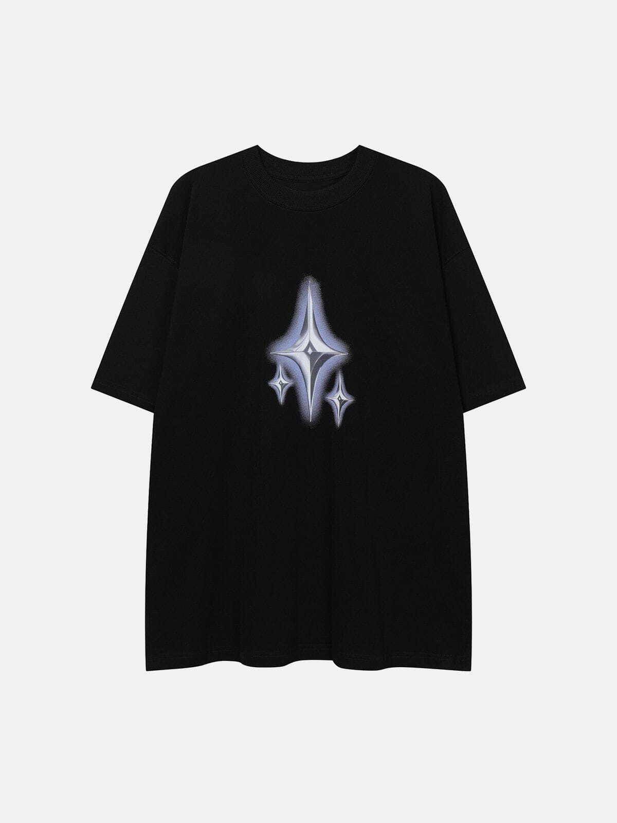 Star Print Y2K Aesthetic Tee - Cute Tops for Coquette, Grunge, and Pastel Goth Styles