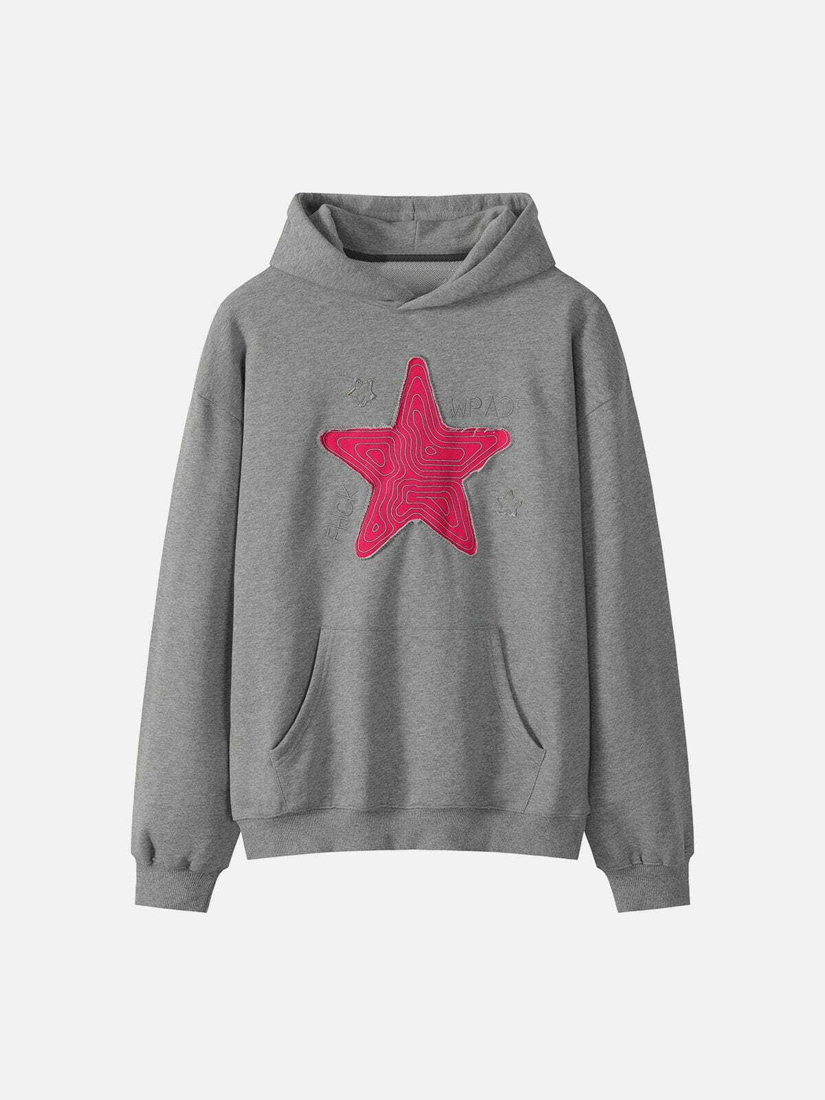 Star Print Y2K Hoodie - Cute Aesthetic Top for Grunge, Coquette, and Pastel Goth Styles