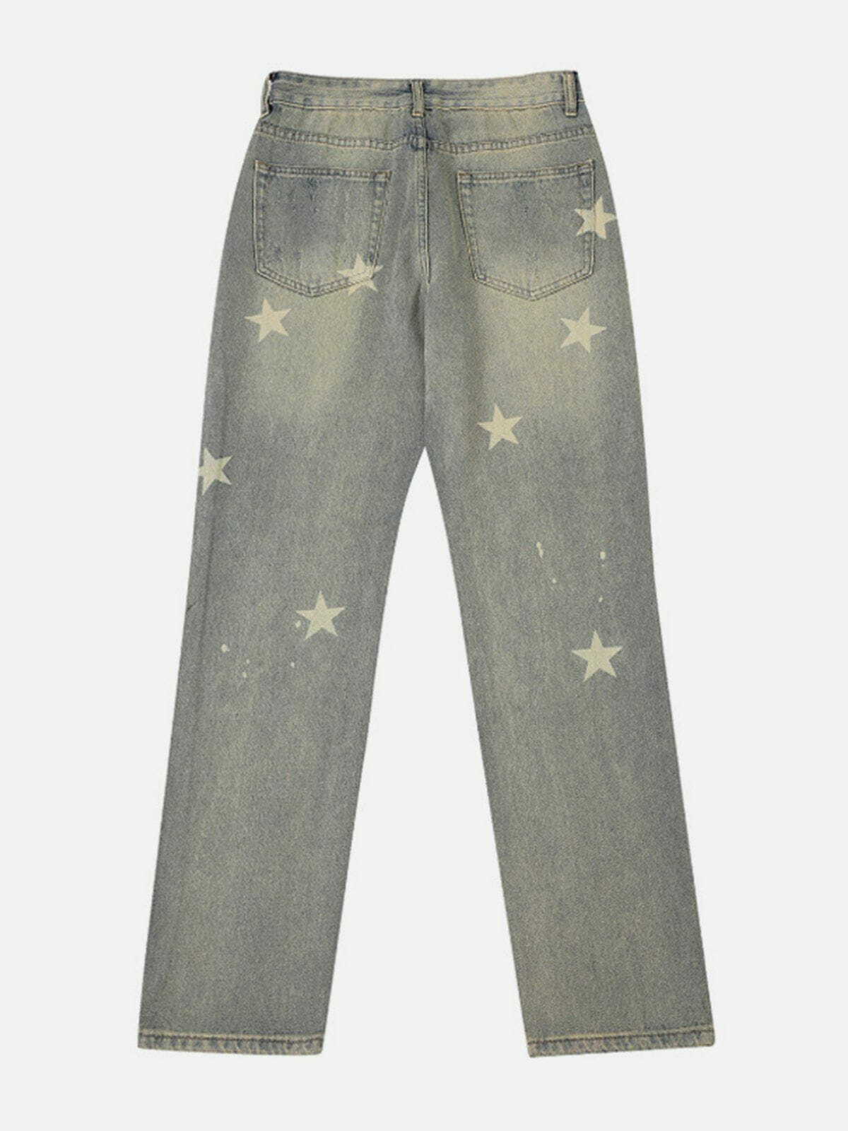 Star Print Y2K Jeans - Trendy Grunge Aesthetic Denim for Cute Outfits & Comfy Style