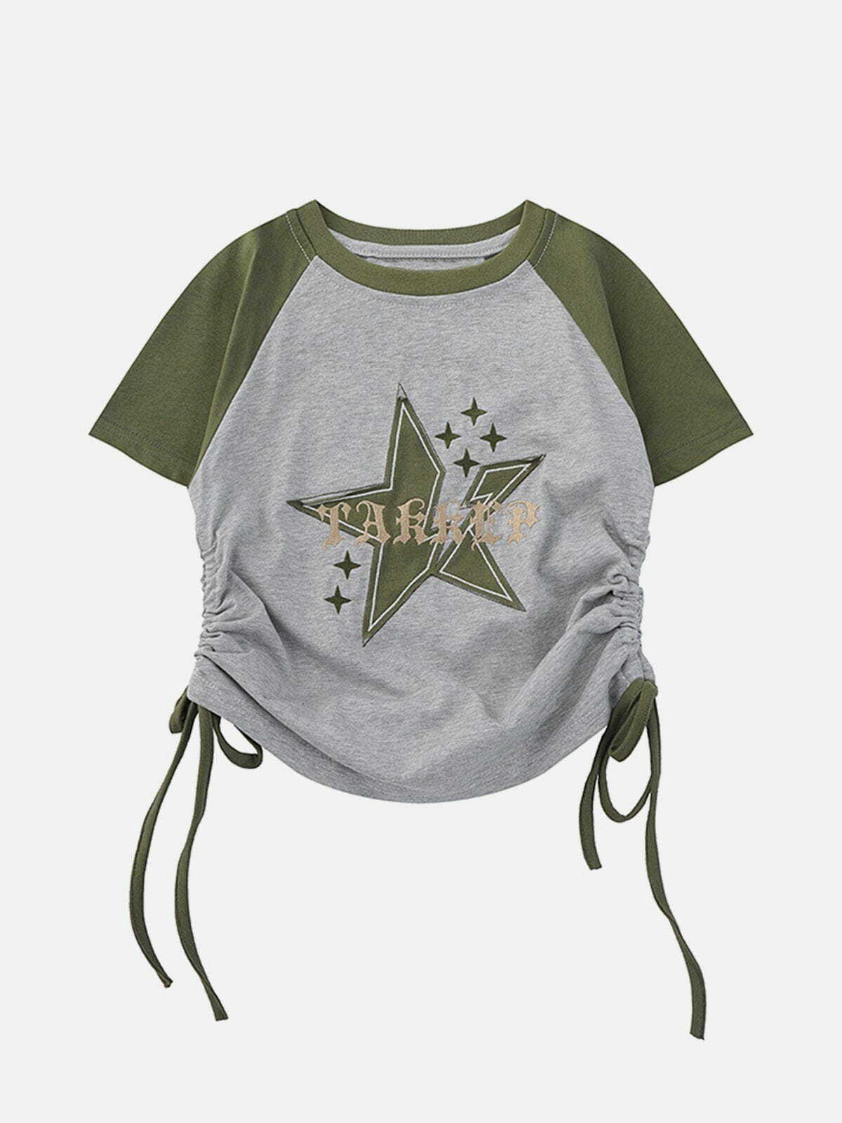 Star Printing Drawstring Tee - Y2K Fashion, Cute Tops, Aesthetic Outfits, Comfy Style