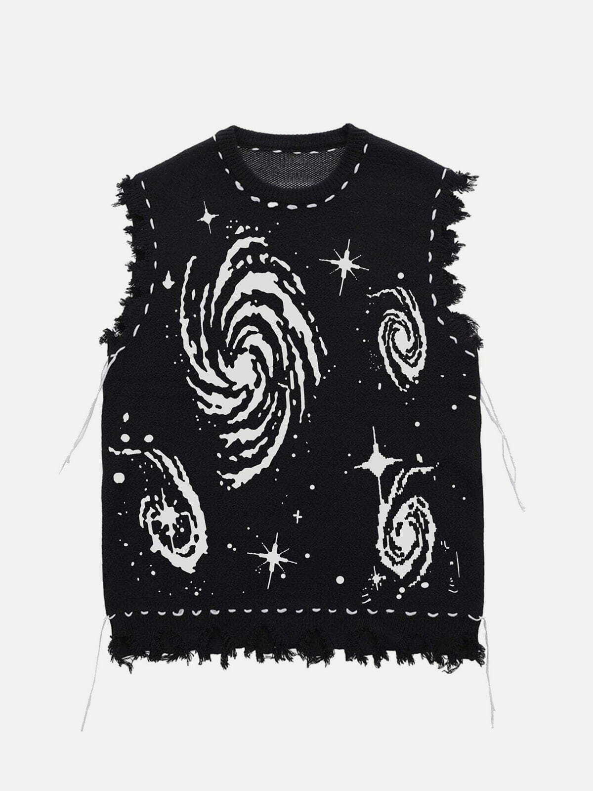 Starry Night Swirl Y2K Aesthetic Sweater Vest - Cute Pastel Goth & Coquette Style Top