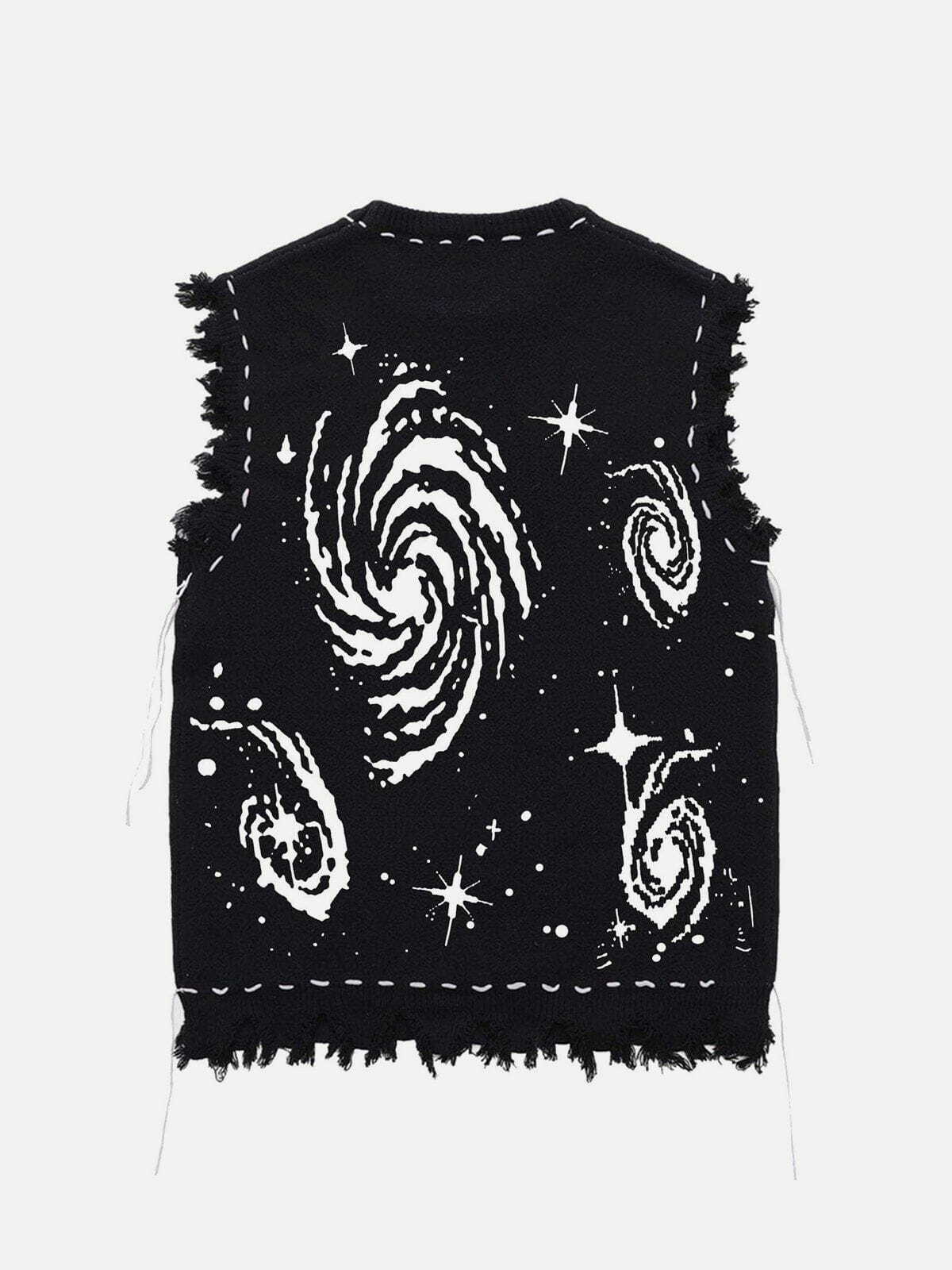 Starry Night Swirl Y2K Aesthetic Sweater Vest - Cute Pastel Goth & Coquette Style Top