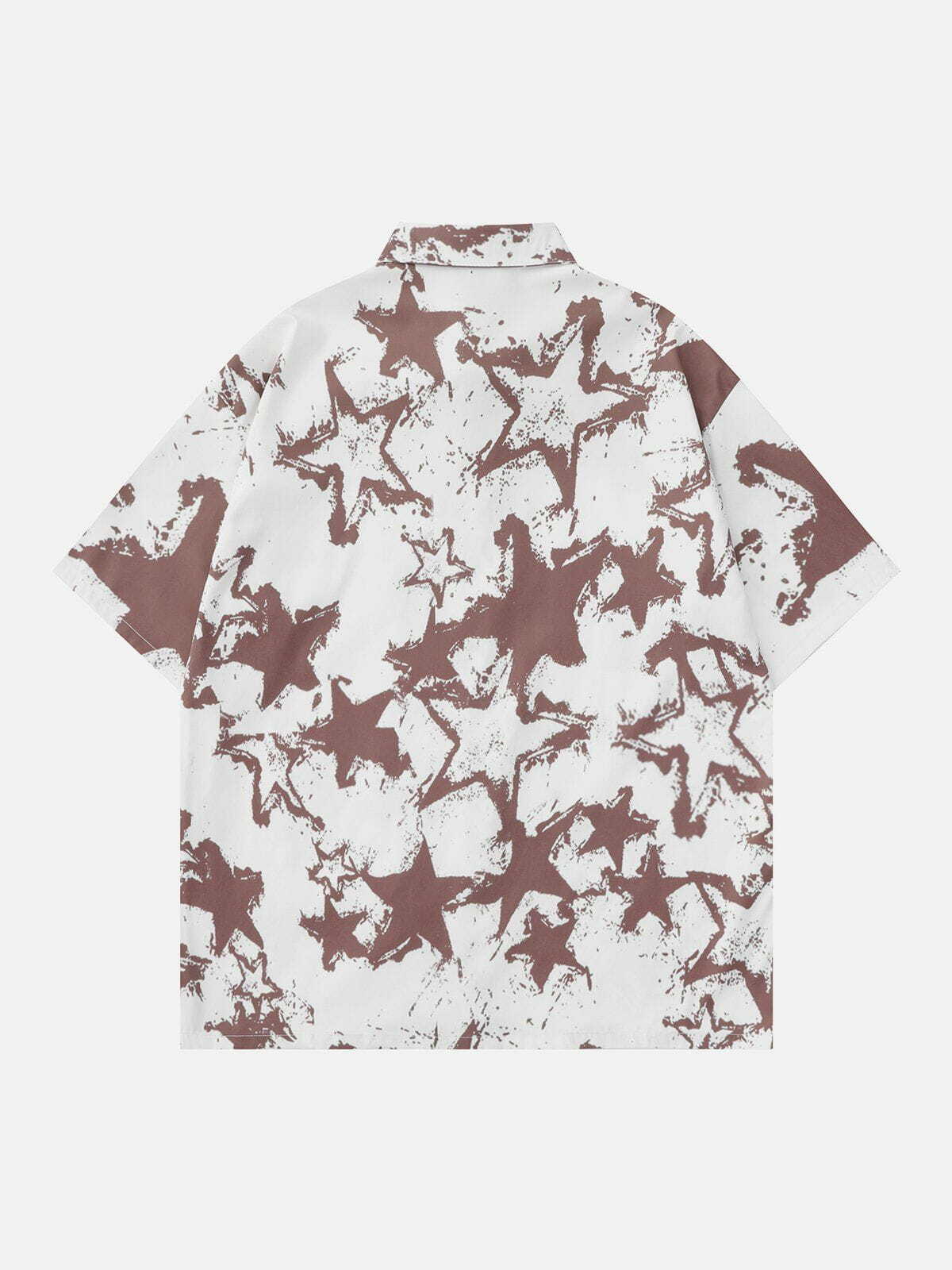 Stars Print Y2K Aesthetic Short Sleeve Shirt - Cute Tops for Grunge & Coquette Styles