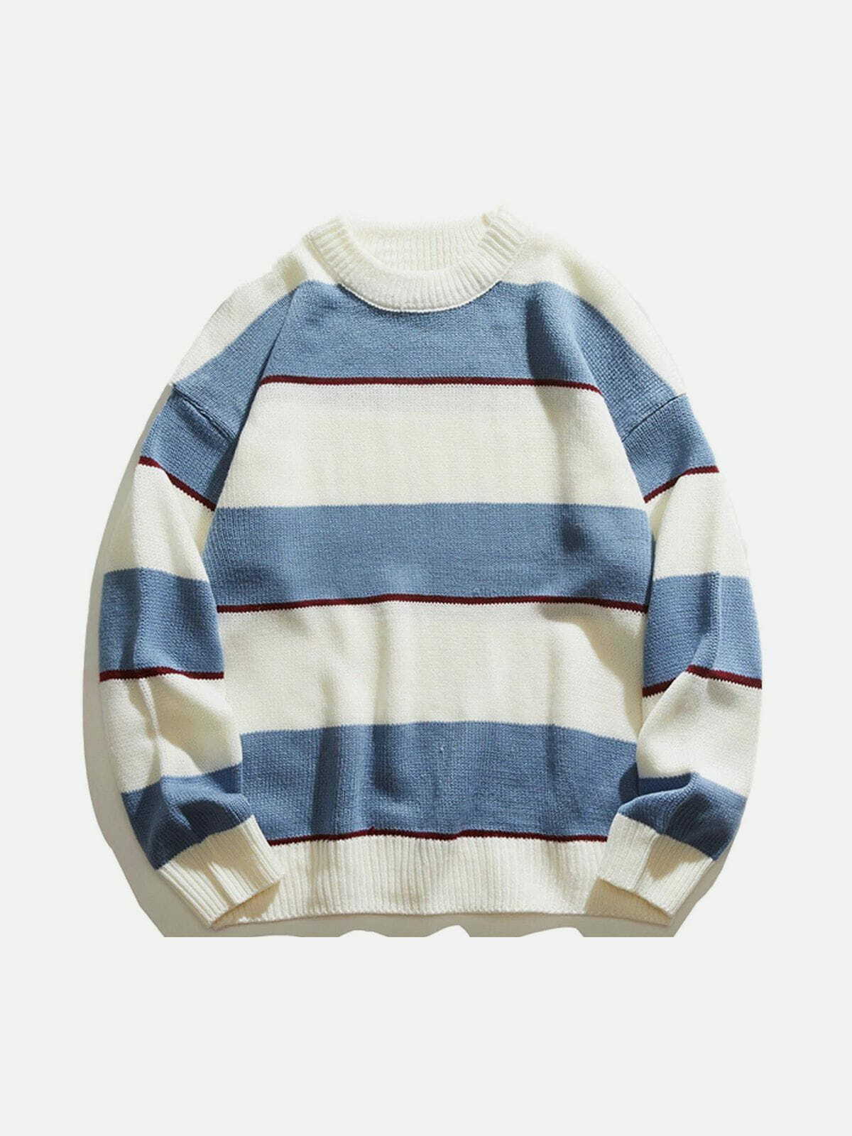 Stitching Stripes Knit Sweater - Y2K Fashion, Coquette Aesthetic, Cute Tops & Comfy Style