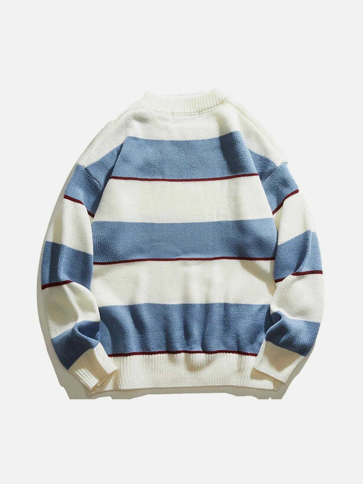 Stitching Stripes Knit Sweater - Y2K Fashion, Coquette Aesthetic, Cute Tops & Comfy Style