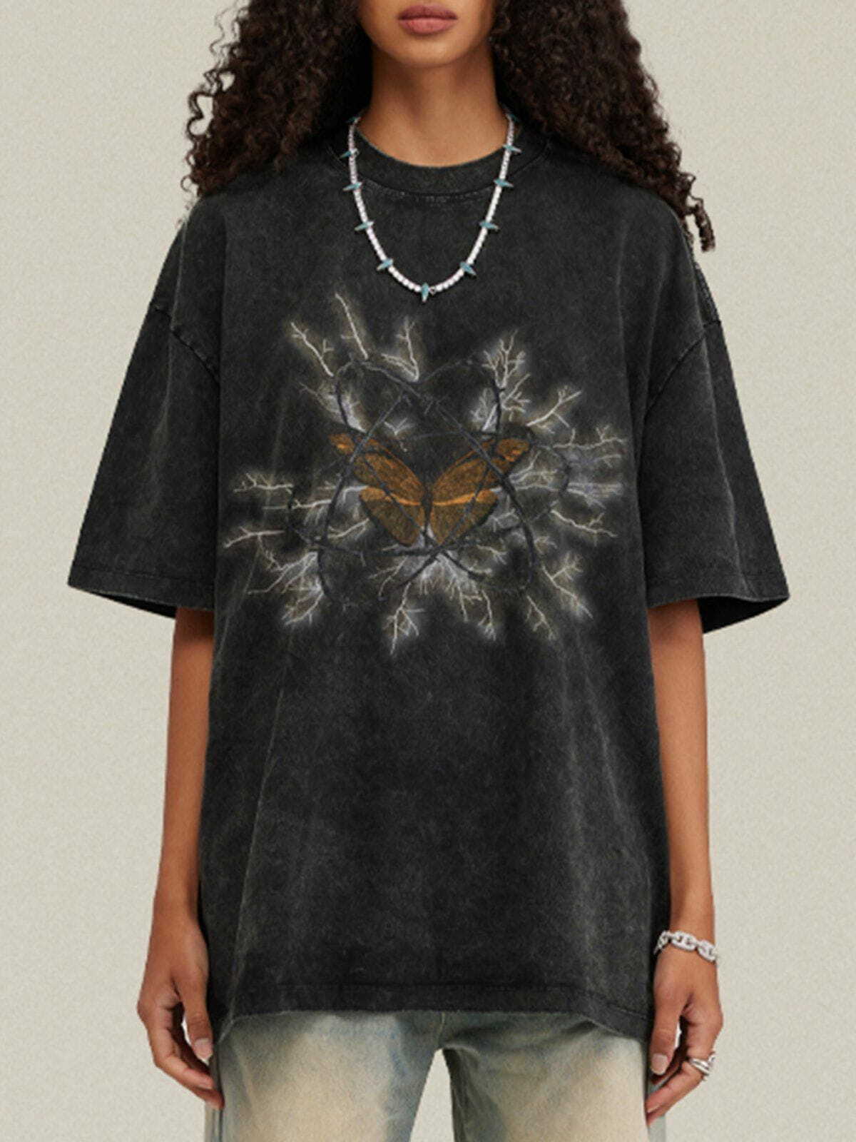 Thorns Butterfly Print Tee - Y2K Aesthetic Cute Top for Coquette & Grunge Styles