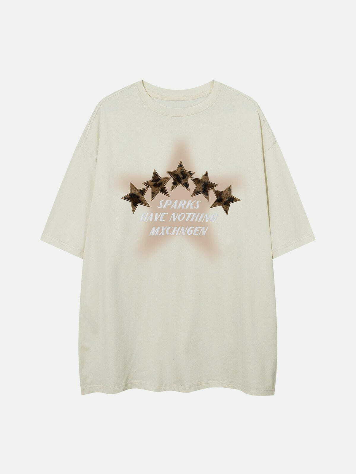 Three-Dimensional Star Print Tee - Y2K Fashion, Cute Tops, Aesthetic Outfits