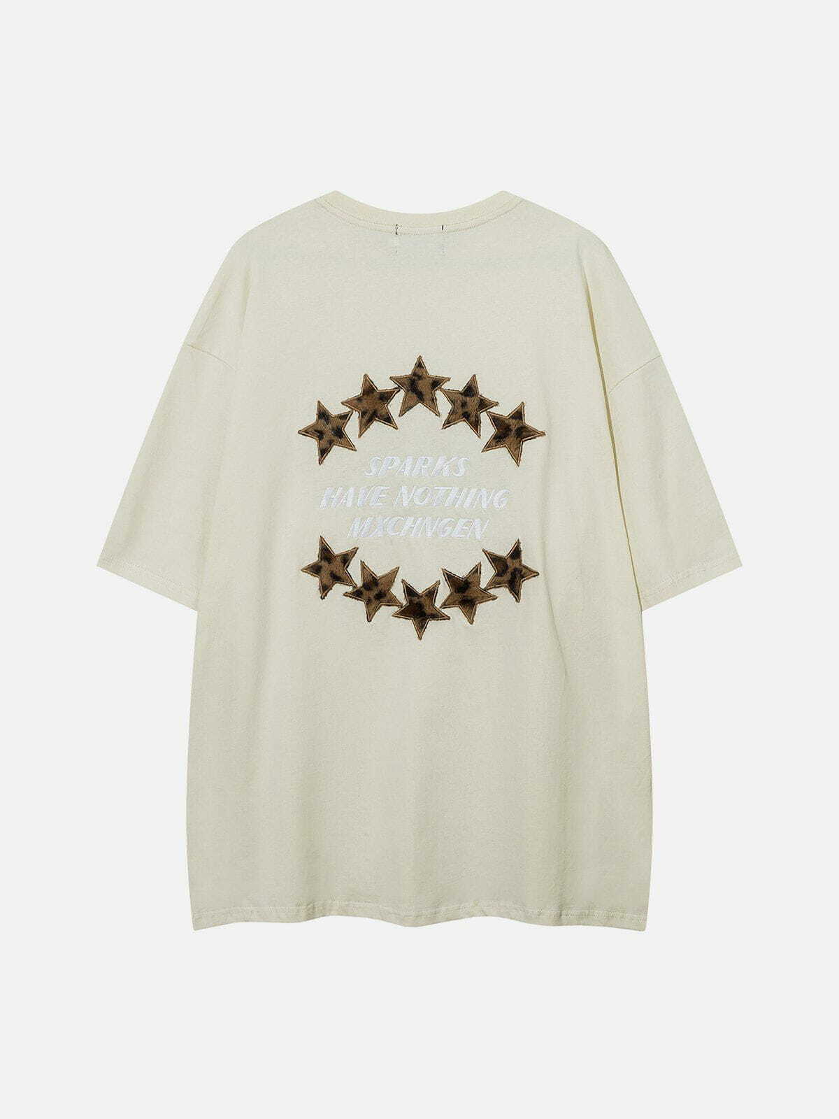 Three-Dimensional Star Print Tee - Y2K Fashion, Cute Tops, Aesthetic Outfits