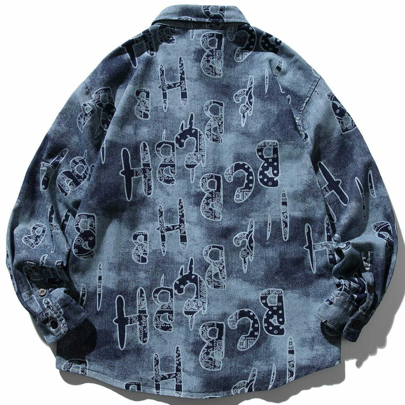 Trendy Bandanna Print Long-Sleeved Shirt for Y2K Fashion, Grunge Aesthetic & Coquette Style