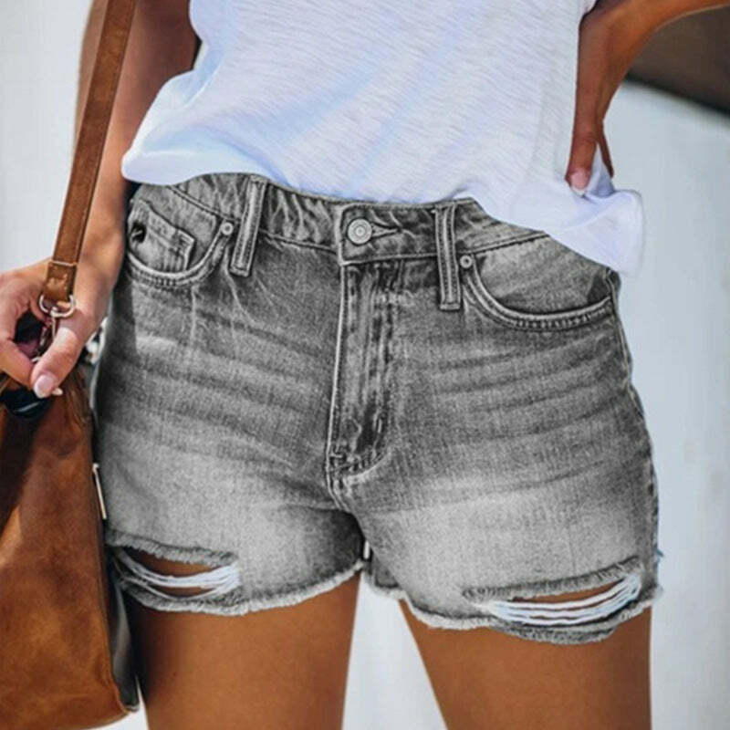 Trendy High Waist Ripped Denim Shorts - Y2K Fashion, Grunge Aesthetic, Cute Street Style