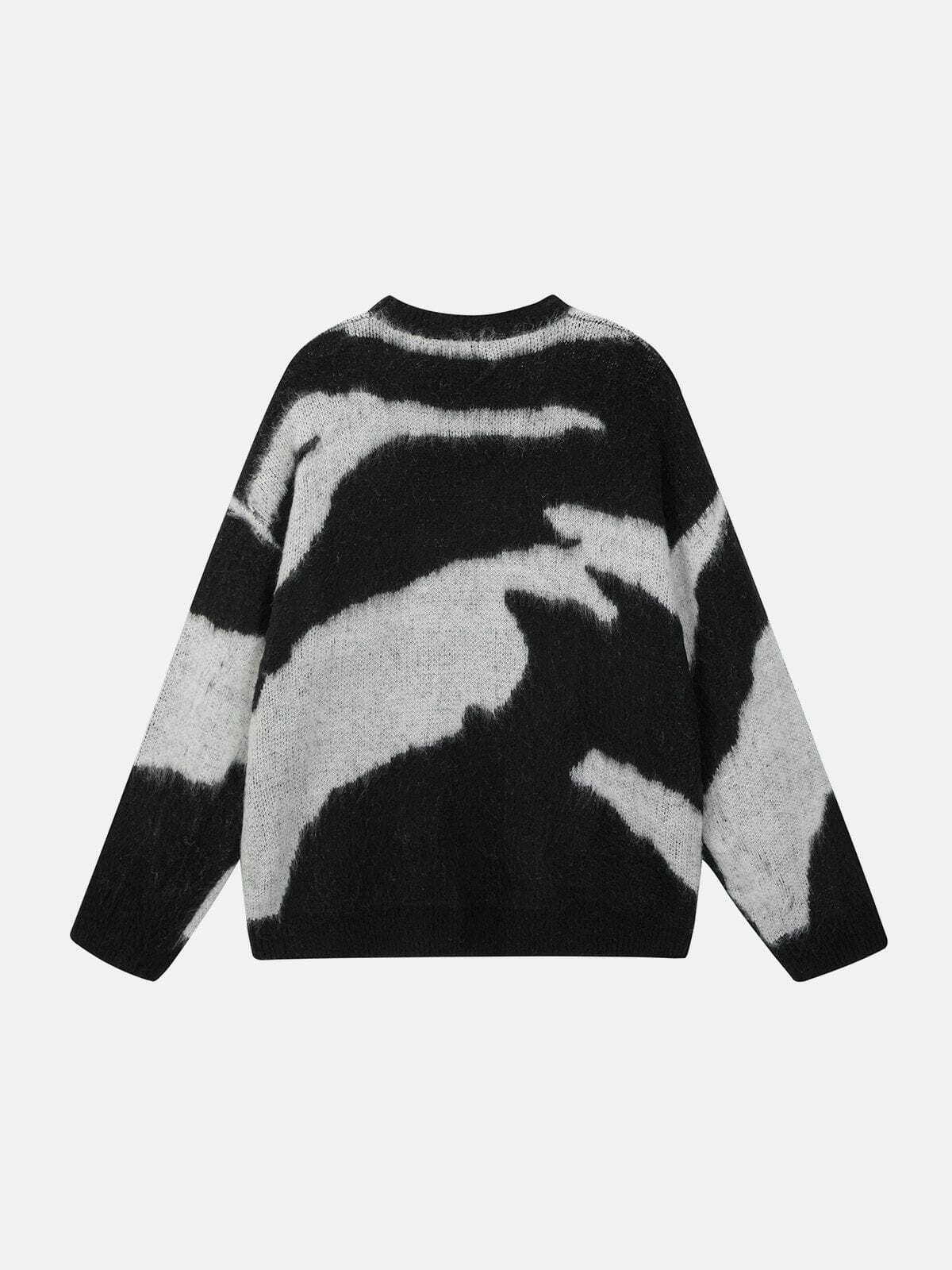 Trendy Irregular Contrasting Color Sweater - Y2K Aesthetic, Grunge Style, Cute Tops