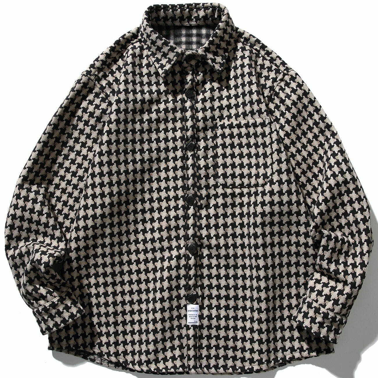 Trendy Irregular Plaid Long Sleeve Shirt for Y2K Fashion, Grunge Aesthetic & Coquette Style