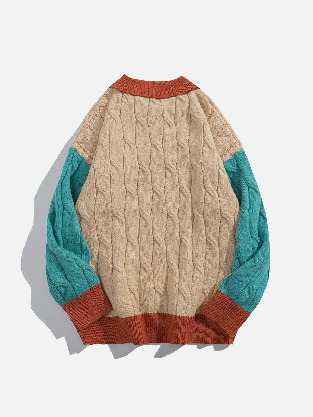 Trendy Jacquard Patchwork Sweater - Y2K Aesthetic, Cozy Layering for Fall Fashion