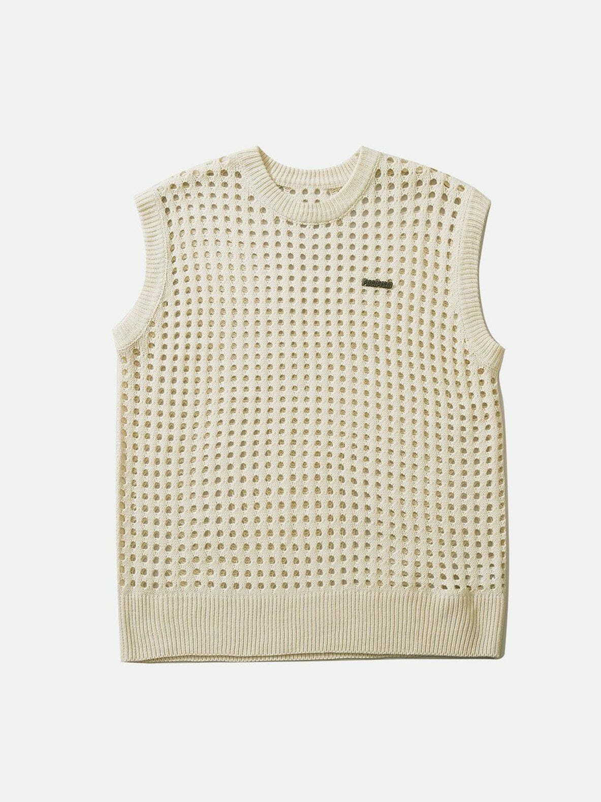 Trendy Knitted Cutout Sweater Vest - Y2K Fashion, Coquette Aesthetic, and Grunge Style