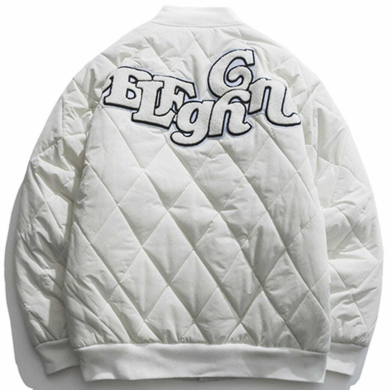 Trendy Letter Printed Rhombus Winter Coat - Y2K Aesthetic Outerwear for Cozy Style