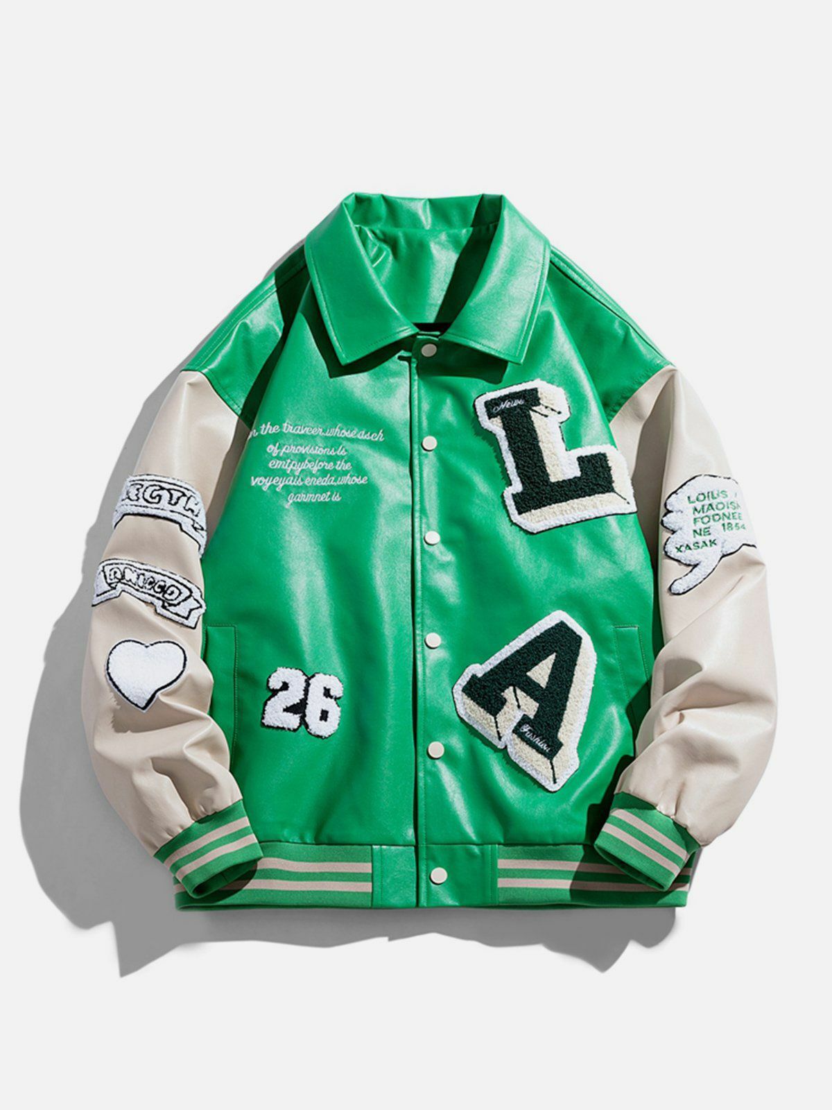 Trendy Patchwork Flocking Letter PU Jacket - Y2K Fashion Meets Grunge Aesthetic Style