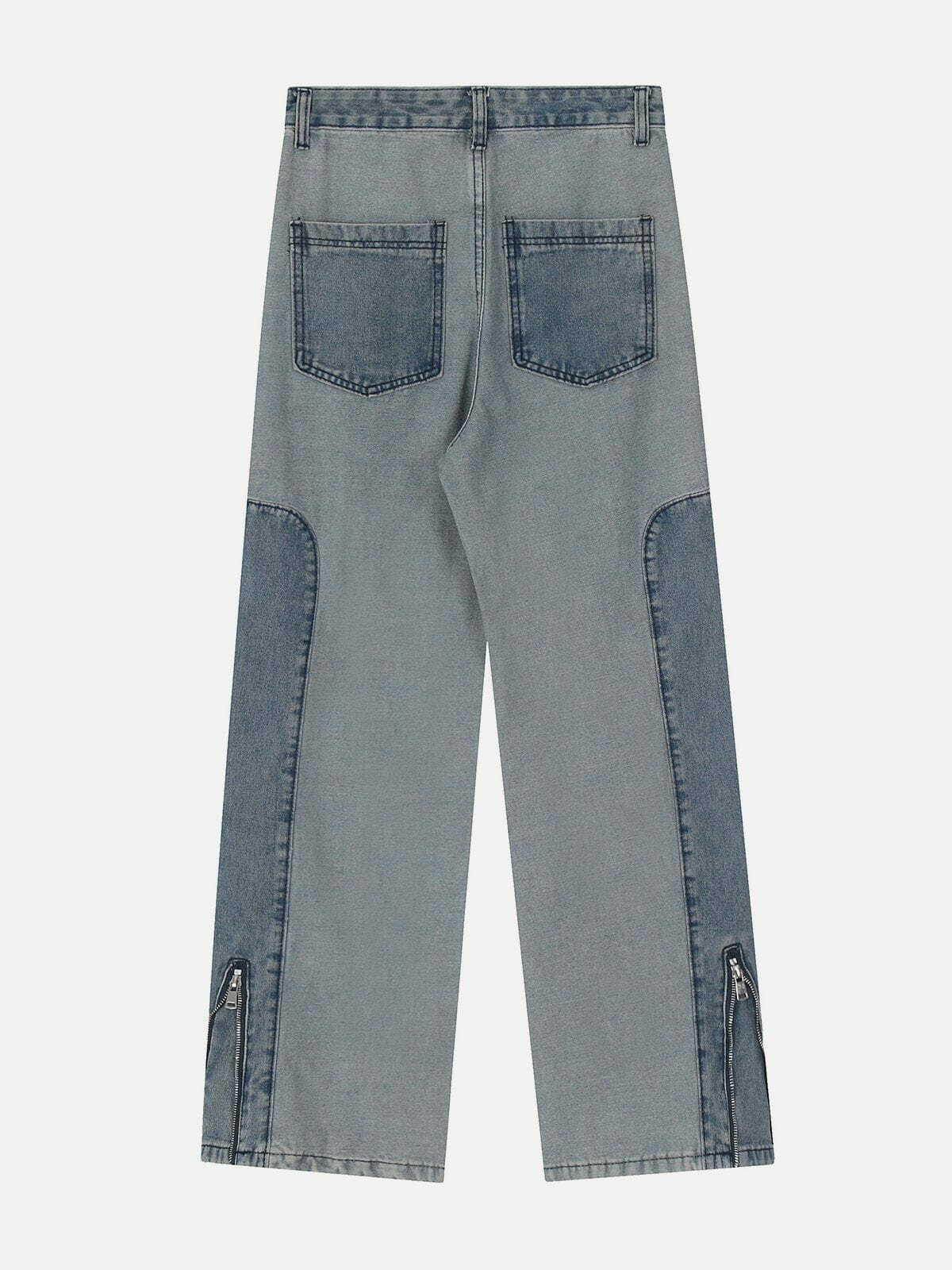 Trendy Patchwork Washed Jeans for Y2K Fashion Lovers - Grunge Aesthetic & Coquette Style